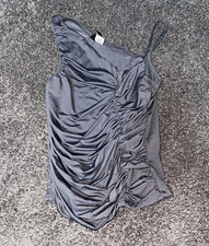 Bershka Damen Y2K Kleid XS kurz grau ärmello...
