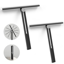 NEWE Shower Squeegee 2 Packs for Glass Doors, All-Purpose 360 Rotating Black