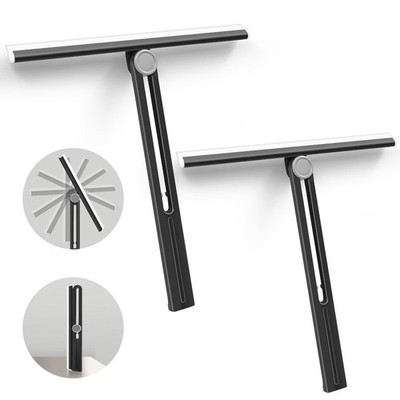 NEWE Shower Squeegee 2 Packs for Glass Doors, All-Purpose 360° Rotating Black