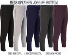 Mens Fleece Jogging Bottoms ZIP Pockets Pants Plain Open Hem Joggers Trouser