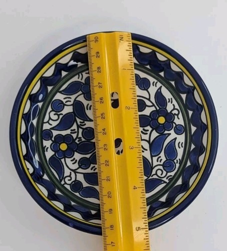 Polnische Keramik Teller Dessert blau Blumen handbemalt poliert? Unsigniert - Bild 3 von 4