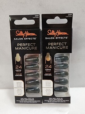 2-Sally Hansen Salon Effects Perfect Manicure Press on Nails. Leaf Me Be(green)