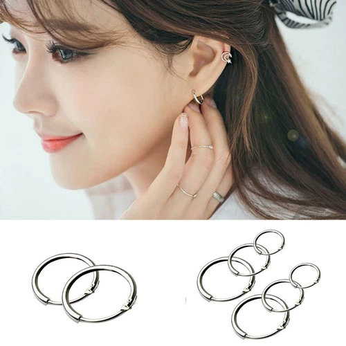 3 Pairs Fashionabe Women Round Sleeper Hoop Earrings Earrings Hoop 8/10/12mm@