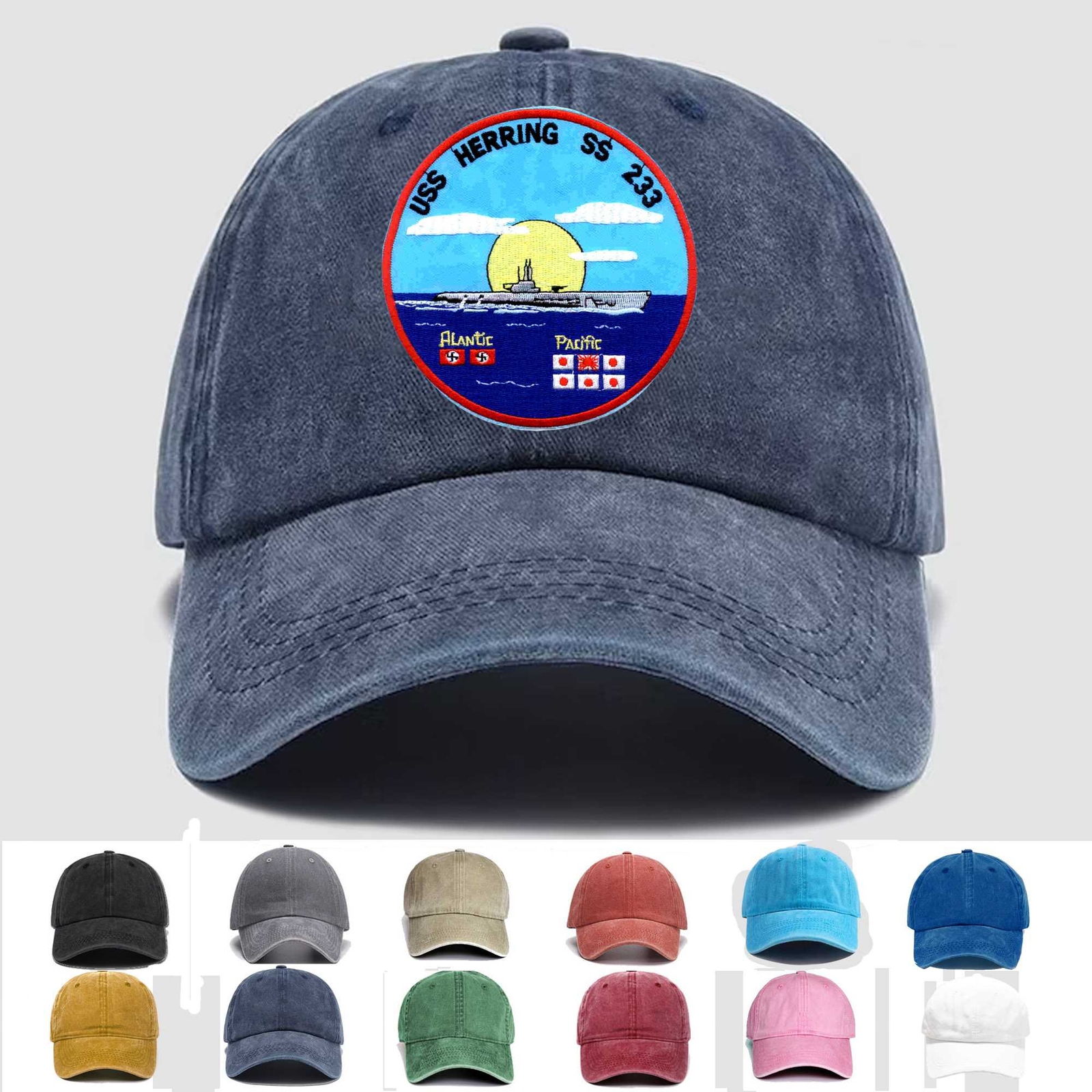 Custom Embroidered Hat SS-233 USS Herring, Veteran Cap, Trucker Hat, Gift Idea