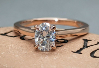 0.84Ct Oval Charles & Colvard Forever One Moissanite - 14K Solitaire Gold Ring