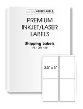 25 Sheets 100 Labels 3.5 x 5 4 UP EASY PEEL White Address Shipping Labels