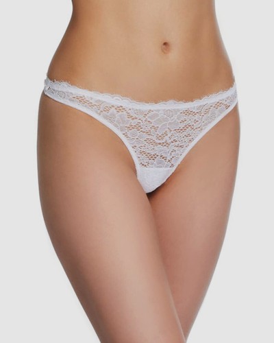 $26 Cosabella Women White Low Rise Scalloped Stretch Lace Thong Panties Size M/L