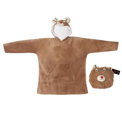 Kinder Oversize Tier Kuschel Unisex Pullover Morgendecke Hoodie mit Tasche