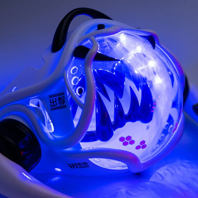 Halloween Cosplay Cool Face Mask LED Light Mouth Cage Binder Sci-Fi Style Resin - Image 3 of 4