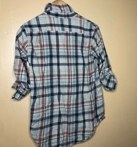 Sunday Women's Size Shirt Plaid Beige Multicolor Button Front Long Sleeve - Picture 11 of 12