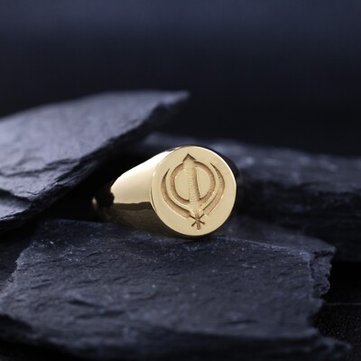 Sikh Rings Stone Sikh Khanda Solid 14k Gold Wax Seal Signet Ring | eBay