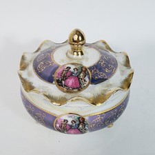 Trinket Dish 3 Footed Scalloped Lid Fragonard...