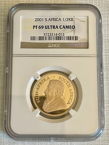 South Africa 2001 1/2 Krugerrand 1/2 oz Gold NGC PF69 ULTRA CAMEO Sku# 2242