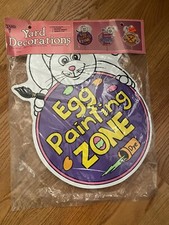 New Rare Vintage Easter Bunny Egg Yard Art Decoration 1997 Sign Impact Plastics