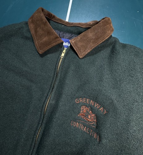 Vintage 80s Wool Suede Varsity Bomber Jacket Men's XL Made In USA Green Brown - Picture 5 of 11