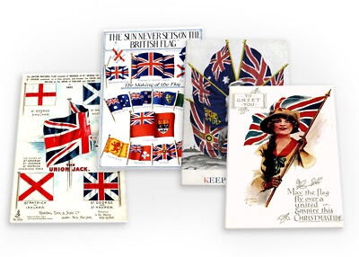 Union Jack Britannia UK Großbritannien Vintage Flagge 4 x Kühlschrankmagnete Set (A)