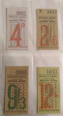 4 x Wright Bros Central Garage Nenthead Alston Bustickets