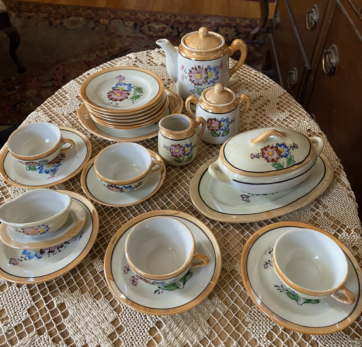 Vintage Child's Japanese Lusterware Tea Set