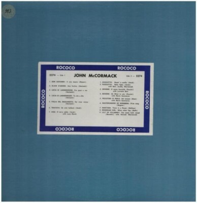 John McCormack Recitals NEAR MINT Rococo Vinyl LP