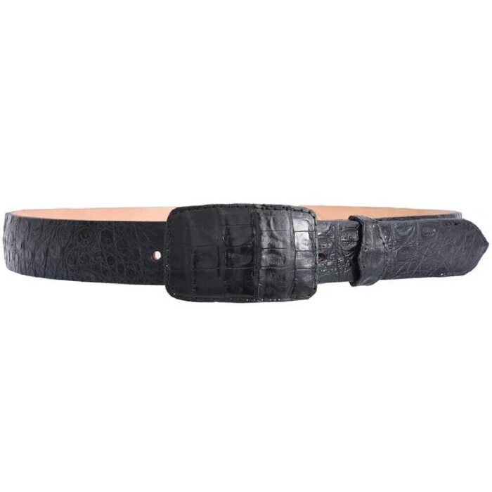 White Diamond Caiman Crocodile Belt Black Leather Lining  display picture 2