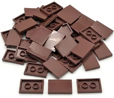 Lego 50 New Reddish Brown Tiles 2 x 3 Flat Smooth Pieces Parts