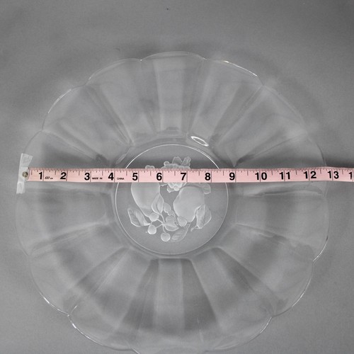St Lambert Brussels Etched Fruit Crystal 13" Plate - Picture 11 of 12