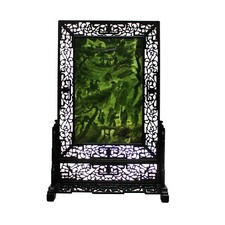 Spinach Green Stone Scenery Carving Table Top Wall Panel Display cs5090