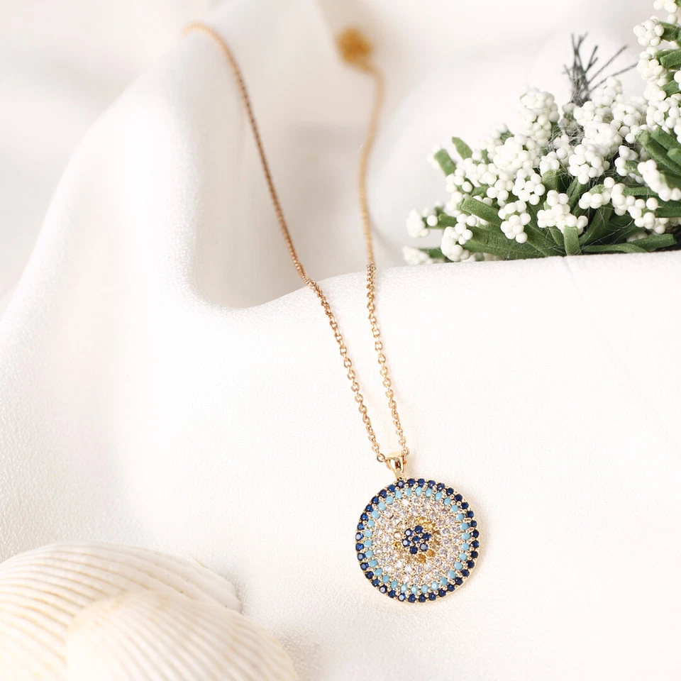 Collar Mal de Ojo Negro Oro 14k, Regalo de Navidad para Mujer, Collar Hecho a Mano Foto 4 de 4