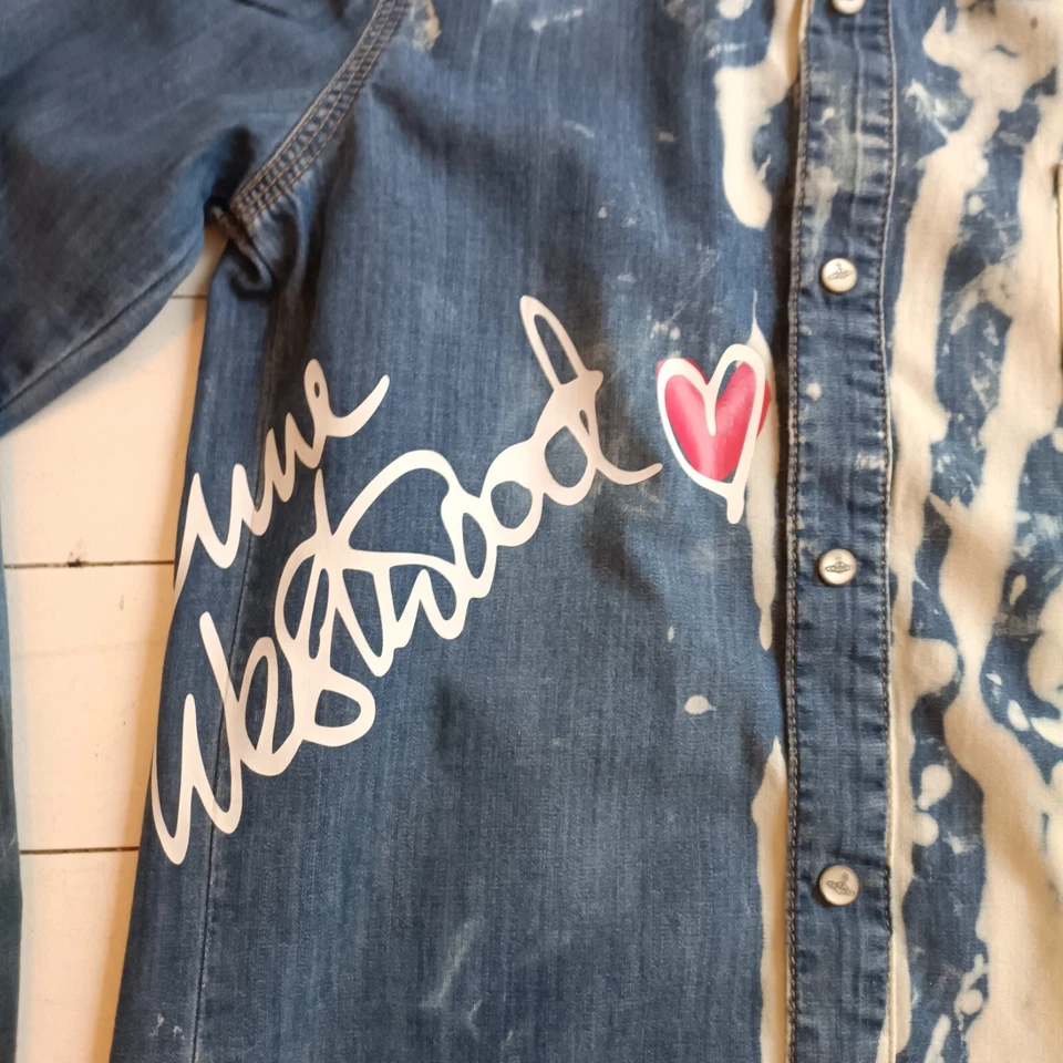 CAMISA DE MEZCLILLA VIVIENNE WESTWOOD Talla Pequeña PERSONALIZADA - PUNK RETRO Asimétrica Foto 4 de 4