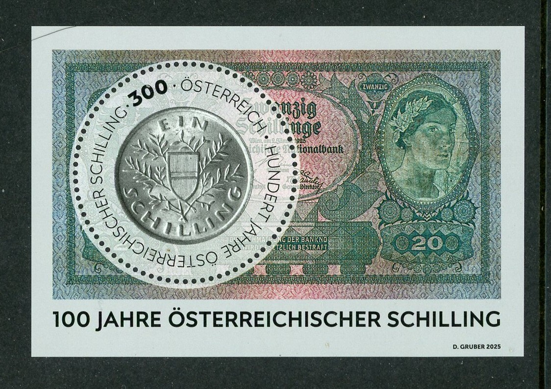 Austria 2025 100th Anniv Schilling S/S MS Odd Round Stamp MNH