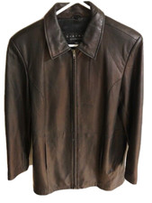 Leather Elements Black/dark Brown Soft Leather Mid Length Jacket Women's Small