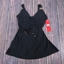 SPANX NEW NWT Womens 12 Black Belted Swim Dress 1394