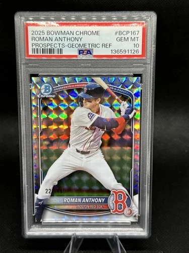 PSA 10 : Roman Anthony 2025 Bowman Chrome Geometric Refractor /499