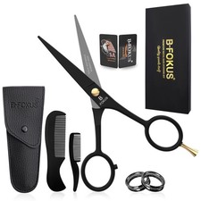 5" Professional Beard and Mustache Scissors, Black Color Scissors ..
