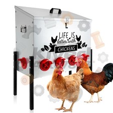 1 95 lb Galvanized Metal Chicken Feeder Extra-Large with 10 No-Waste Ports