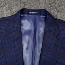 Hart Schaffner Marx Sport Coat Mens 44R New York Fit Blue Windowpane Wool Canada
