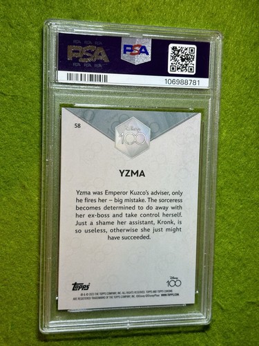 Yzma DISNEY GREEN REFRACTOR #/99 PSA 9 SP 2023 Topps Chrome DISNEY 100 Emperor's - Picture 11 of 24