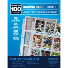 100 Pack 9 Pocket Page Protector, Trading Card Sleeves Pages Baseball for 3 Ring