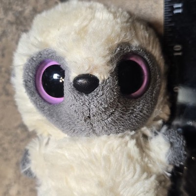 Yoohoo & Friends Lemur Plush Toy Pink Gray Striped Tail Big Glitter Eyes Animal
