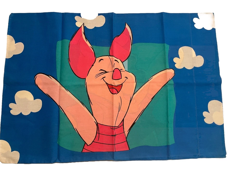 Disney Winnie The Pooh vintage años 90 *una funda de almohada* azul lechón con nubes Foto 2 de 4