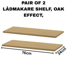 IKEA LÅDMAKARE Shelf Oak Effect 76x34cm – Storage Shelf Board / Modular Shelving
