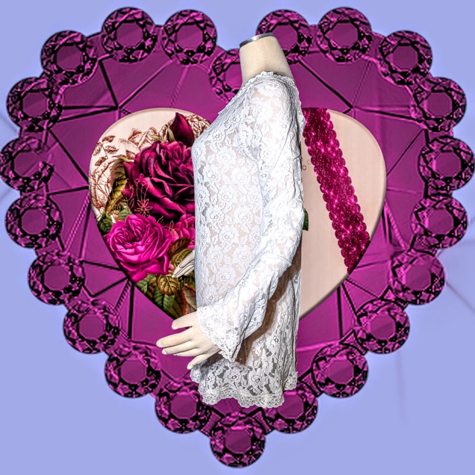 MAIDENFORM ST EVE Intimates White Sheer LACE Slip Dress Chemise NYLON Women's XL - Image 2 of 4