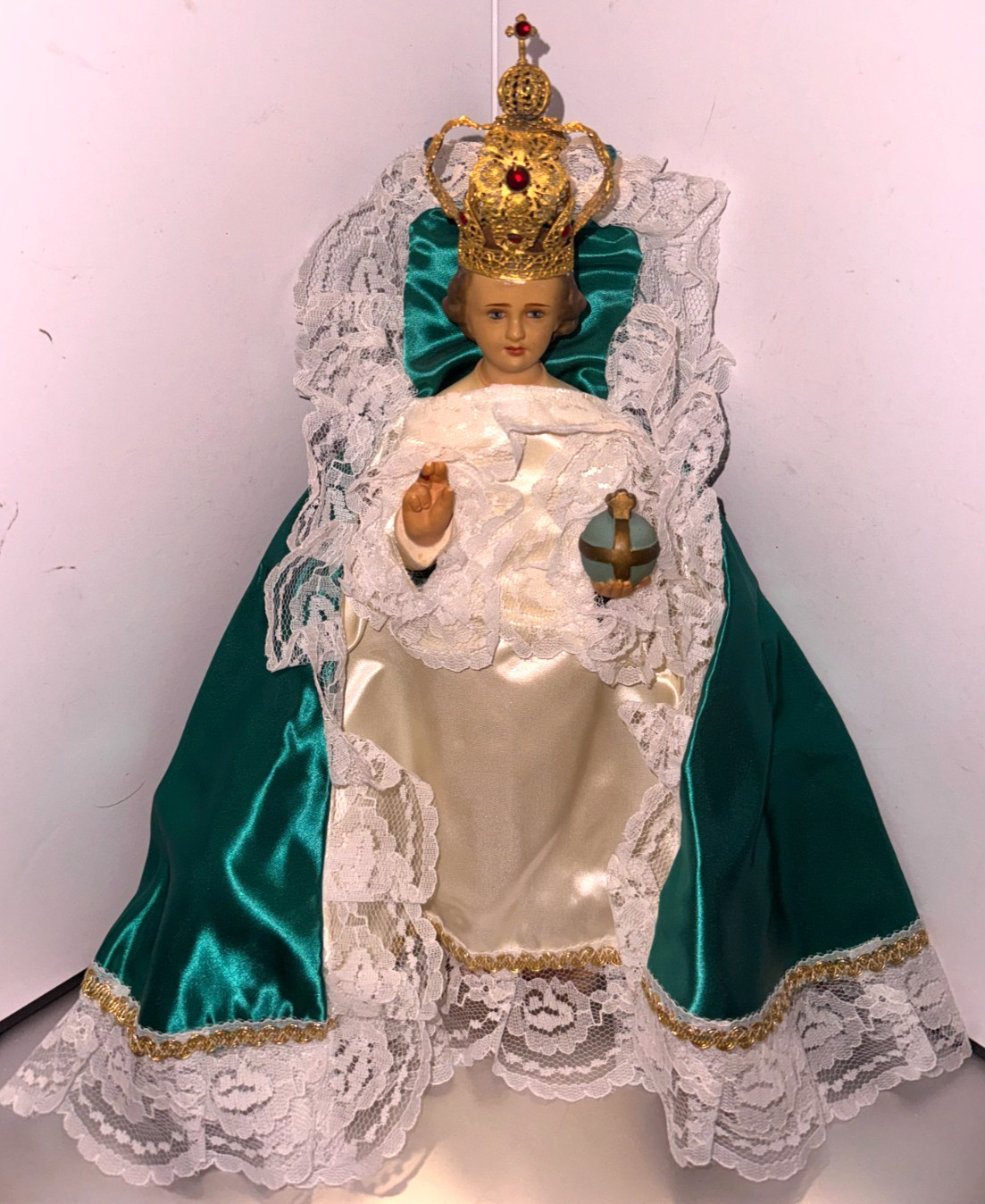 BEAUTIFUL VINTAGE INFANT JESUS OF PRAGUE STATUE 14 1/2"