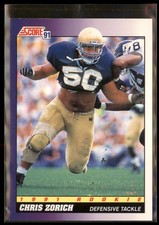 1991 Score [RC] - Chris Zorich #579 - NM - Free Ship