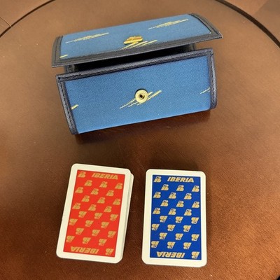 Iberia Airlines Double Mini Deck of Playing Cards with Snap Close Wallet Case