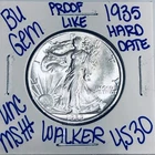 1935 BU UNCIRCULATED WALKING LIBERTY SILVER HALF DOLLAR AUTHENTIC U.S. MINT 4530