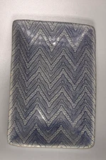 Crate & Barrel Raza 7 1/4" x 5" Zig Zag Platter Tray Blue & White