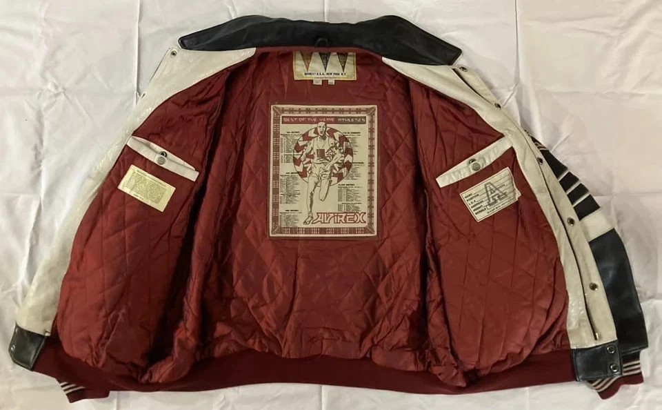 Vintage Avirex Buffalo Spirit Black Leather Varsity Jacket Men’s Rare 90s image 2