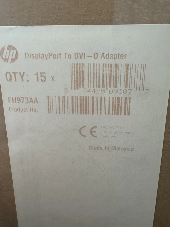 New 15x HP Displayport-DVI Adapter DVI-D Cable Adapter -(DP to DVI-D) 752660-001 - Image 4 of 4