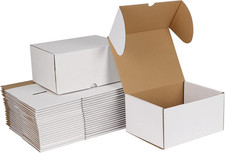 8X6X4 White Shipping Boxes Set of 25, Corrugated Cardboard Mailer Boxes for Pack